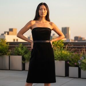 ❤️ NWT! J. Crew Black Velvet Strapless Midi Dress